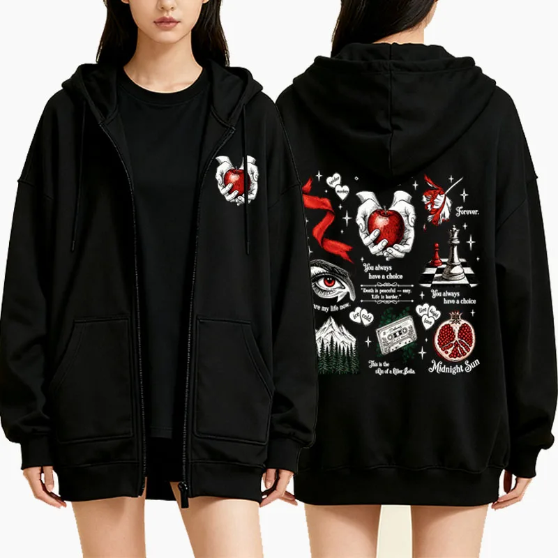 Mens Fashion Zip Up Hoodies - Moletom com zíper Wolf Romance para