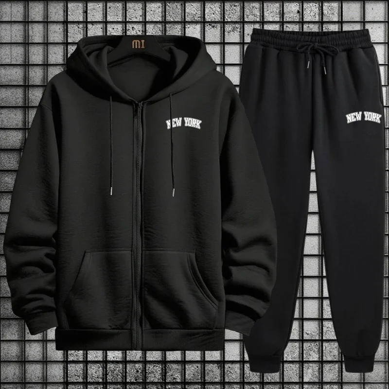Mens Fashion Zip Up Hoodies - Conjunto de Moletom Masculino de Qualidade