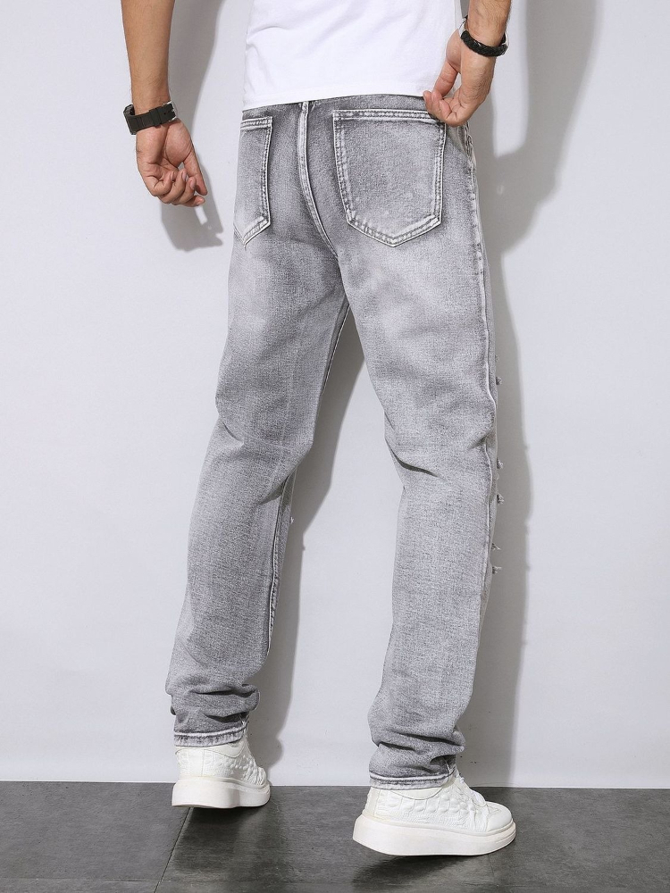 Calças Jeans Masculinas Cinza  - Men'S Fashion Grey Jeans avaliação e preço