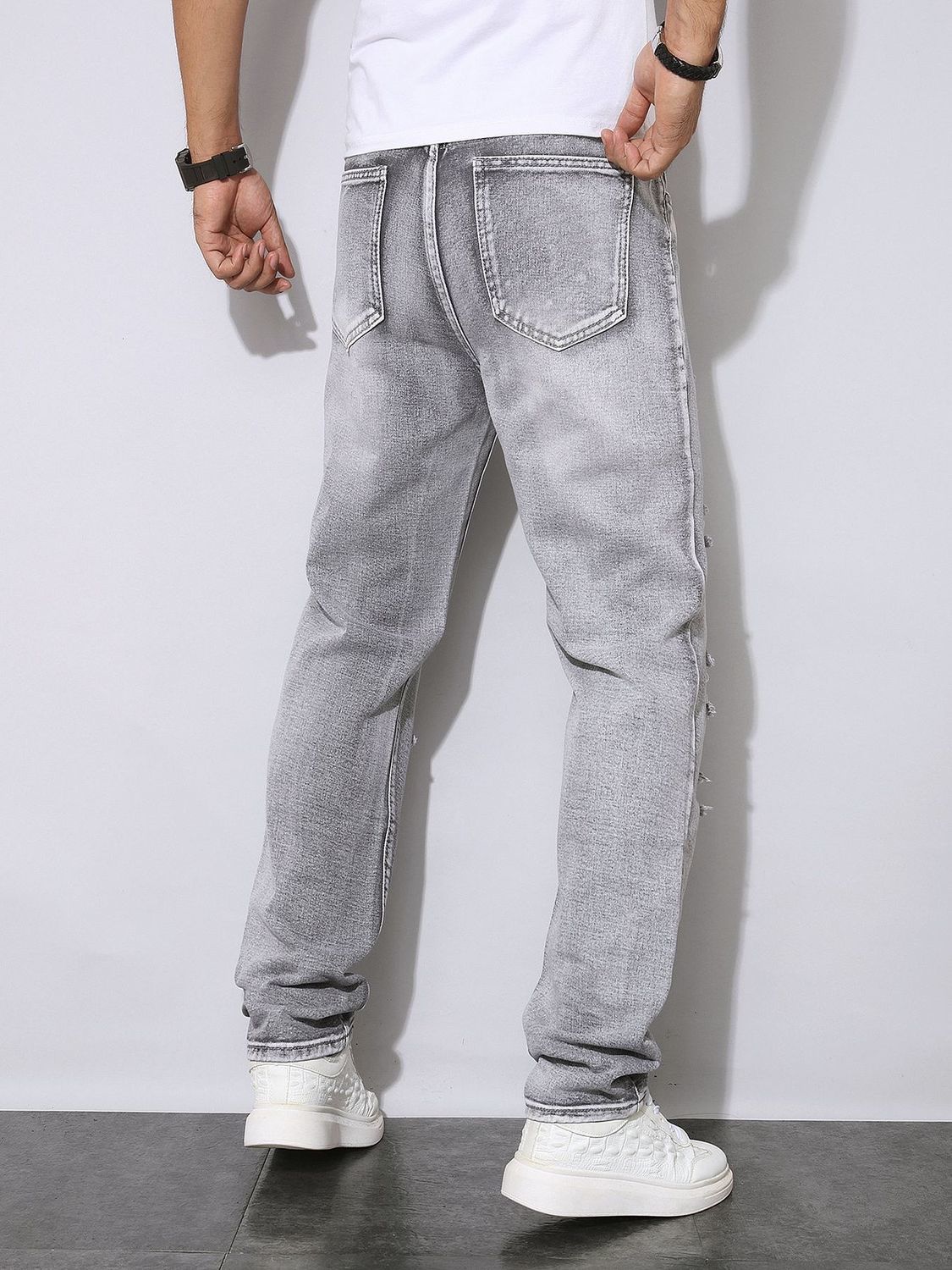 Calças Jeans Masculinas Cinza  - Men'S Fashion Grey Jeans avaliação e preço