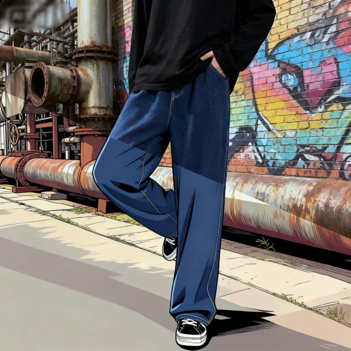 Estilo coreano streetwear nova - Men'S Fashion Grey Jeans avaliação e preço