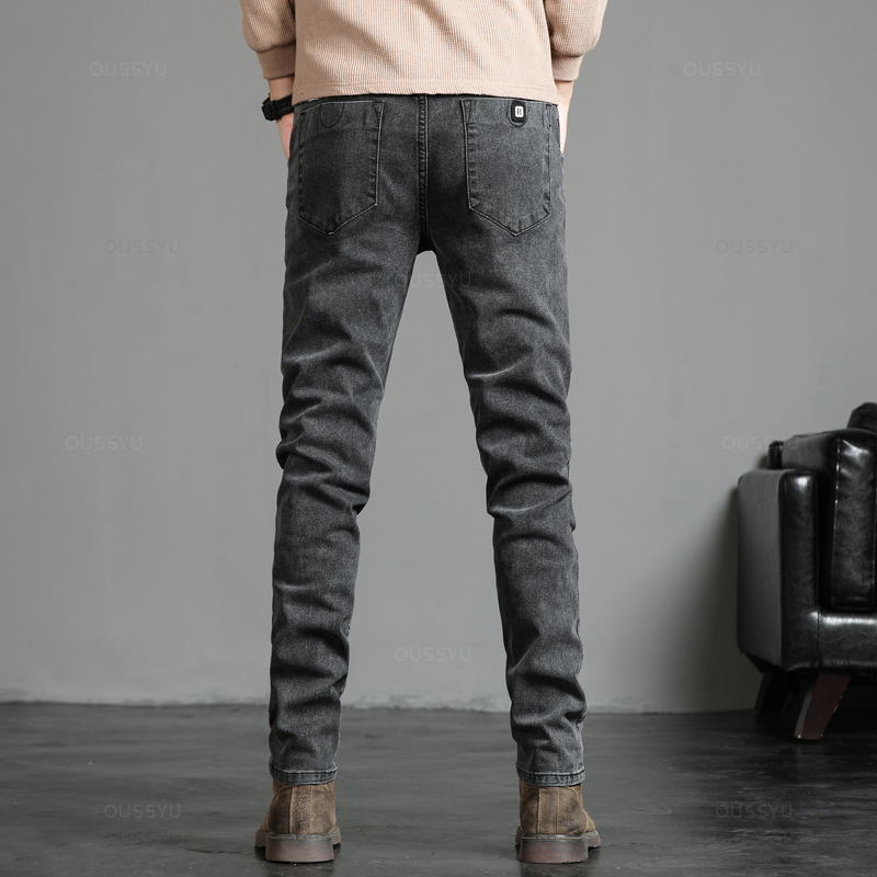 Outono inverno algodão masculi - Men'S Fashion Grey Jeans avaliação e preço