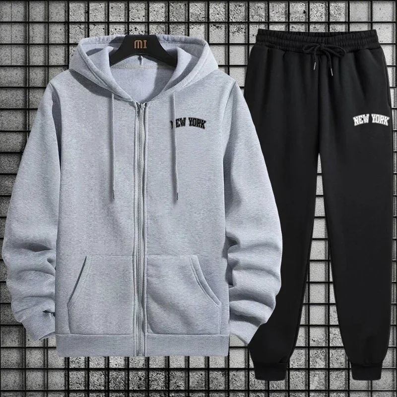 Conjunto de Moletom Masculino  - Mens Fashion Zip Up Hoodies avaliação e preço