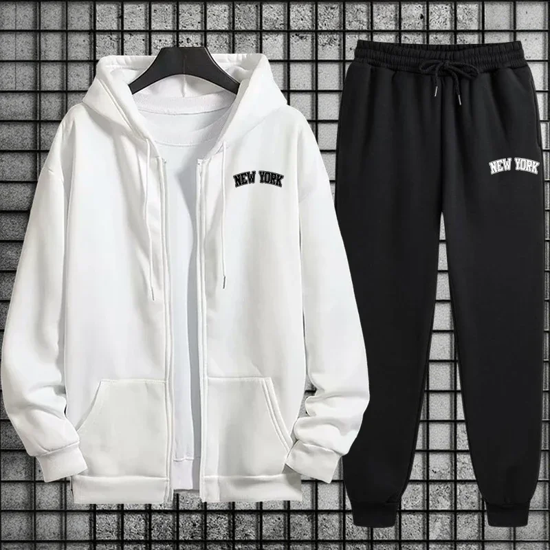 Conjunto de Moletom Masculino  - Mens Fashion Zip Up Hoodies avaliação e preço